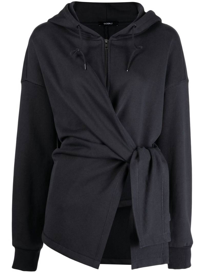 Goen.J knotted-detail zip-up hoodie - Blue von Goen.J