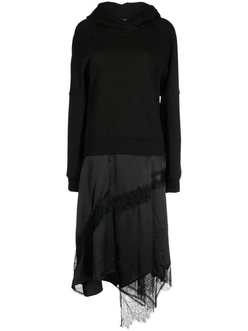 Goen.J lace-trim hooded midi dress - Black von Goen.J