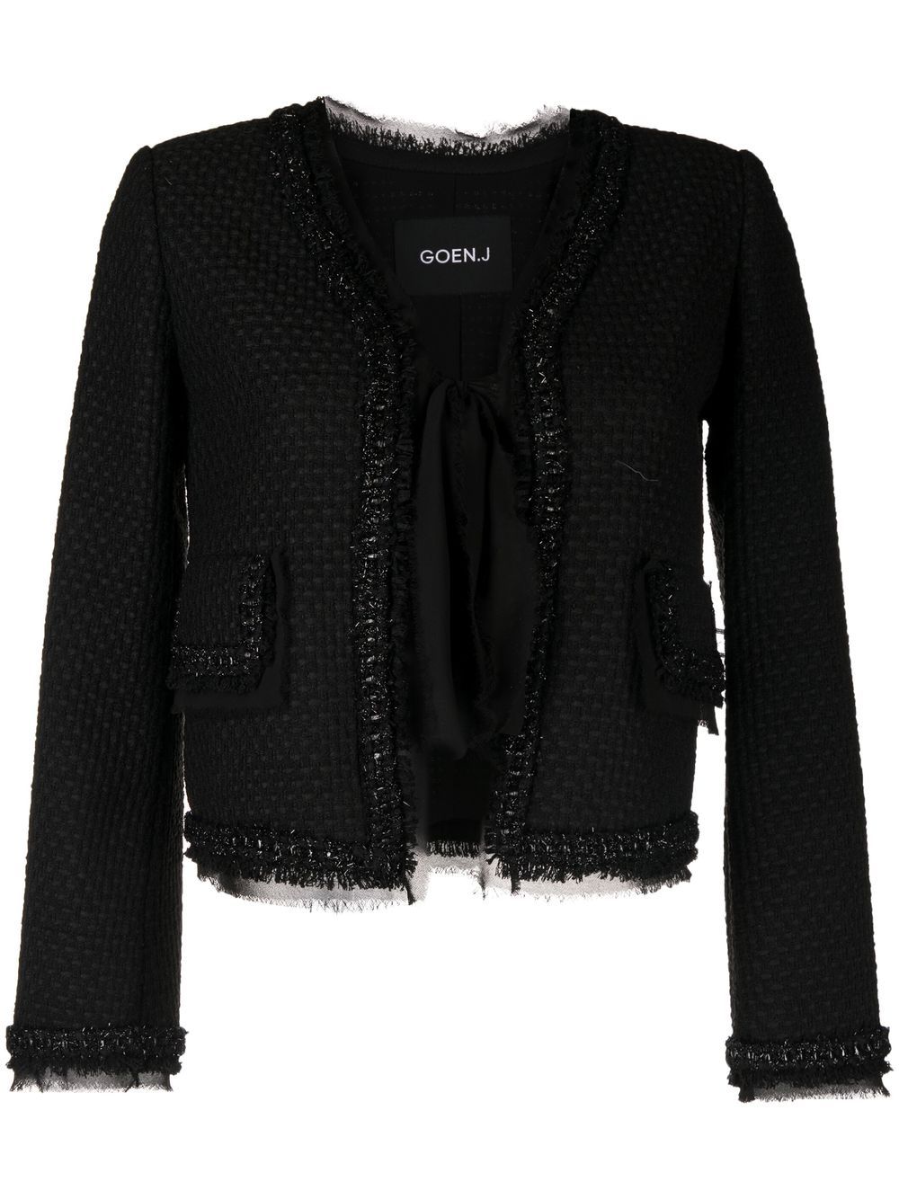 Goen.J lace-trim tweed jacket - Black von Goen.J