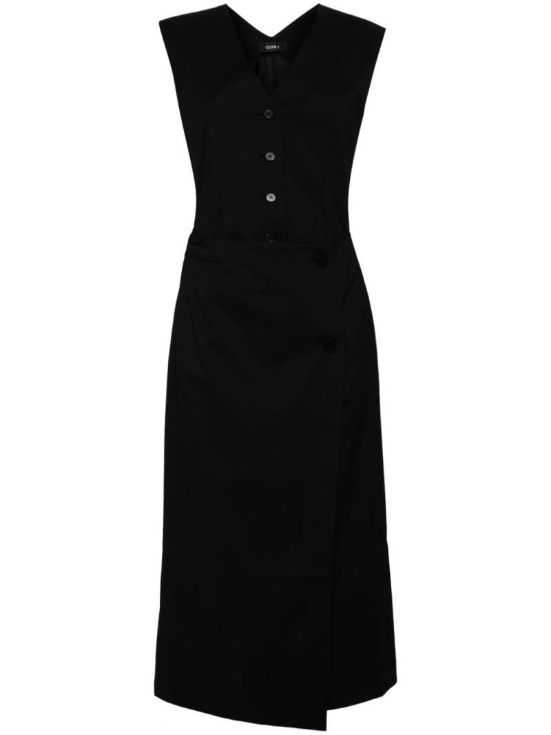 Goen.J layered cropped front vest panel dress - Black von Goen.J