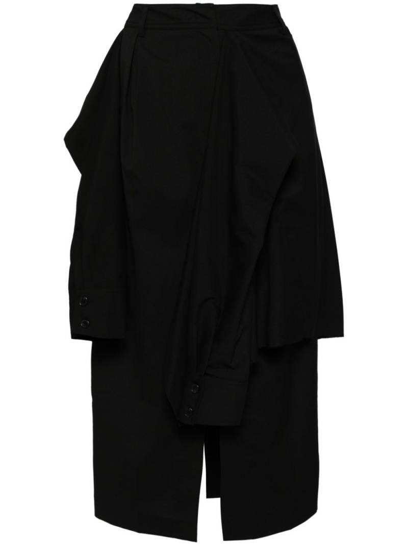 Goen.J layered shirt-detail midi skirt - Black von Goen.J