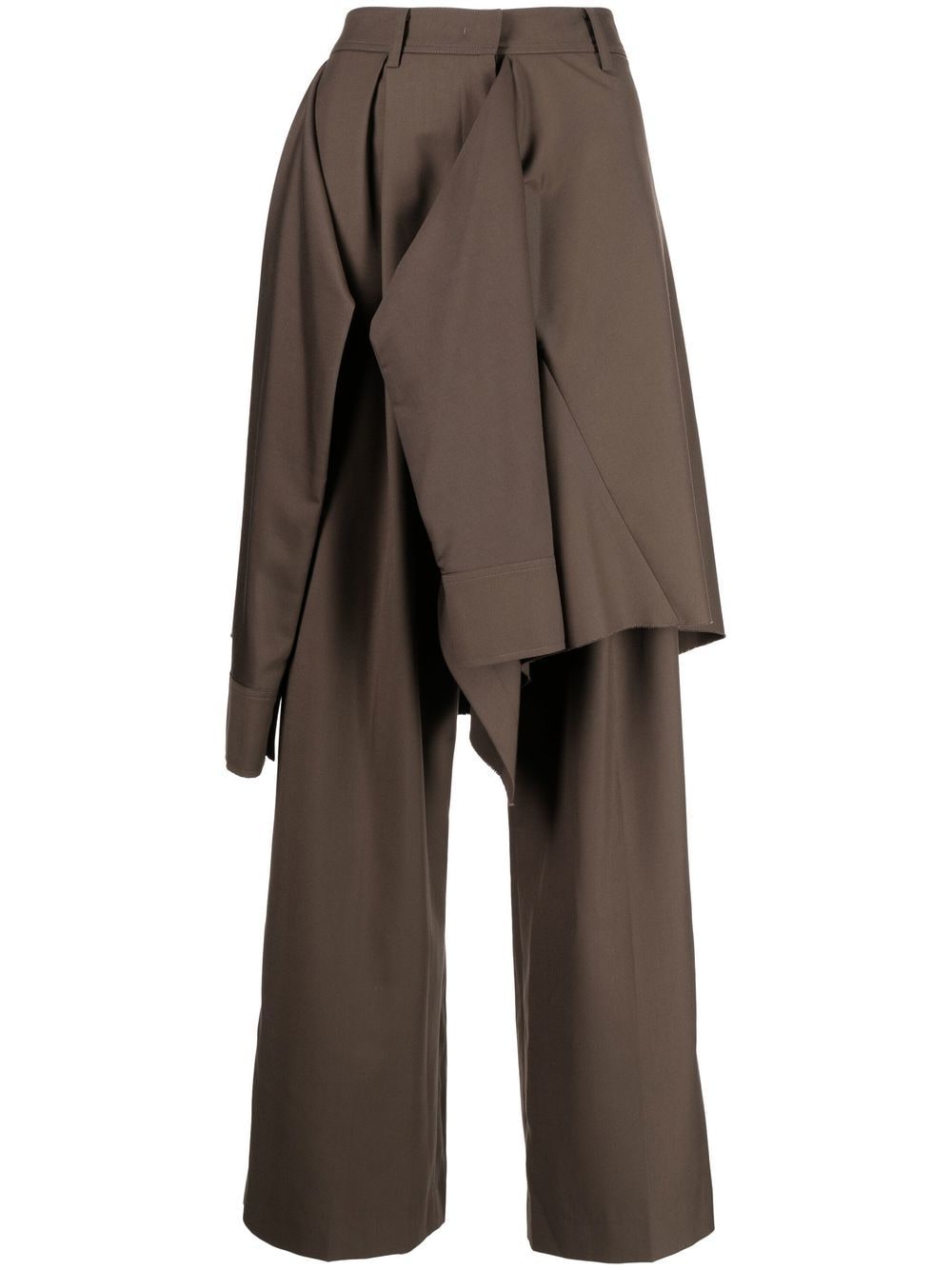 Goen.J layered shirt raw-cut trousers - Brown von Goen.J