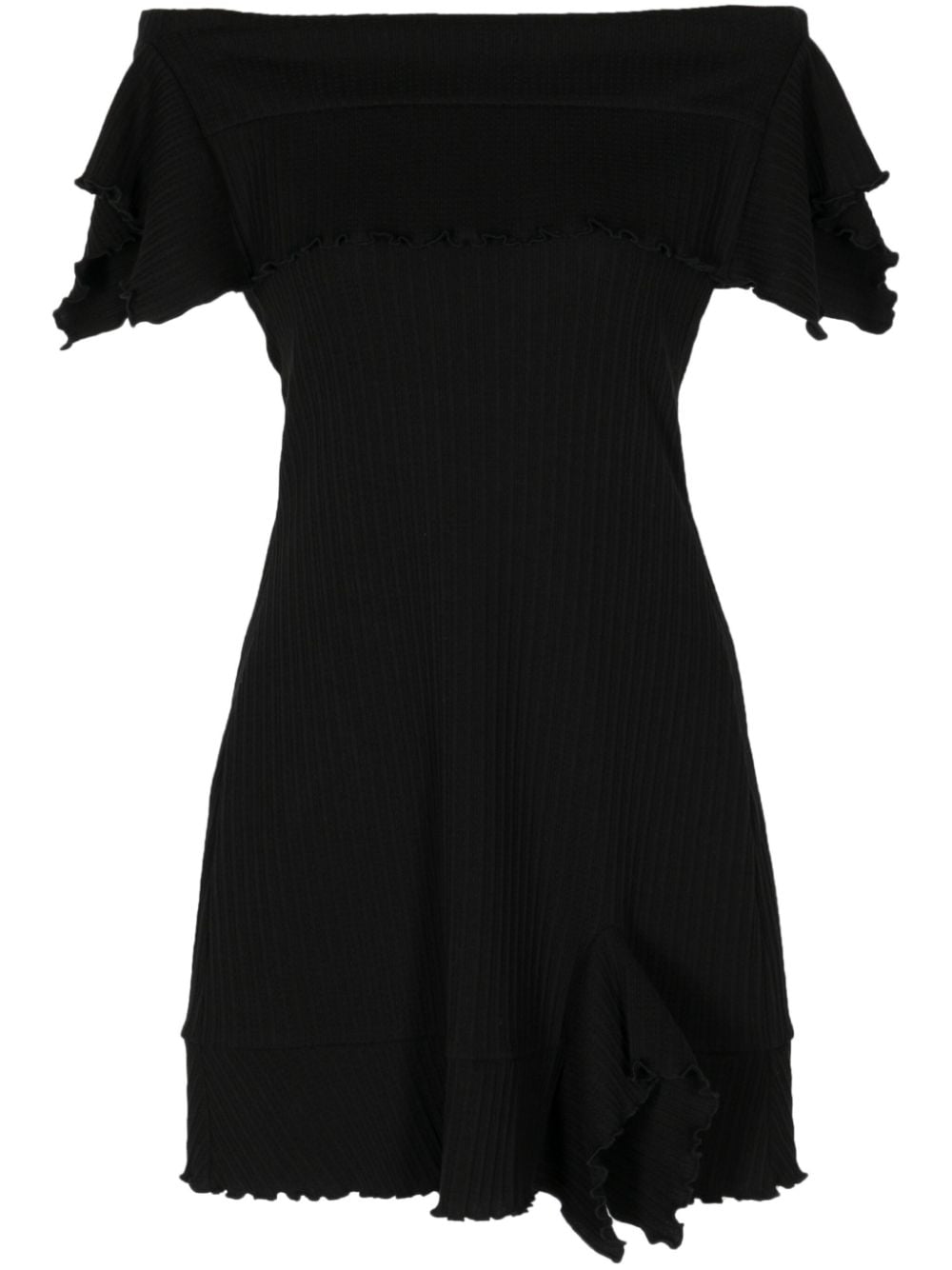 Goen.J off-shoulder ruffle-trim mini dress - Black von Goen.J