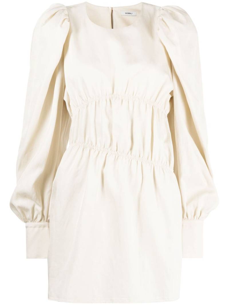 Goen.J puffed-sleeves ruched dress - Neutrals von Goen.J