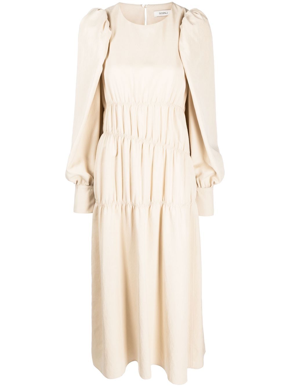 Goen.J ruched puffed-sleeve midi dress - Neutrals von Goen.J