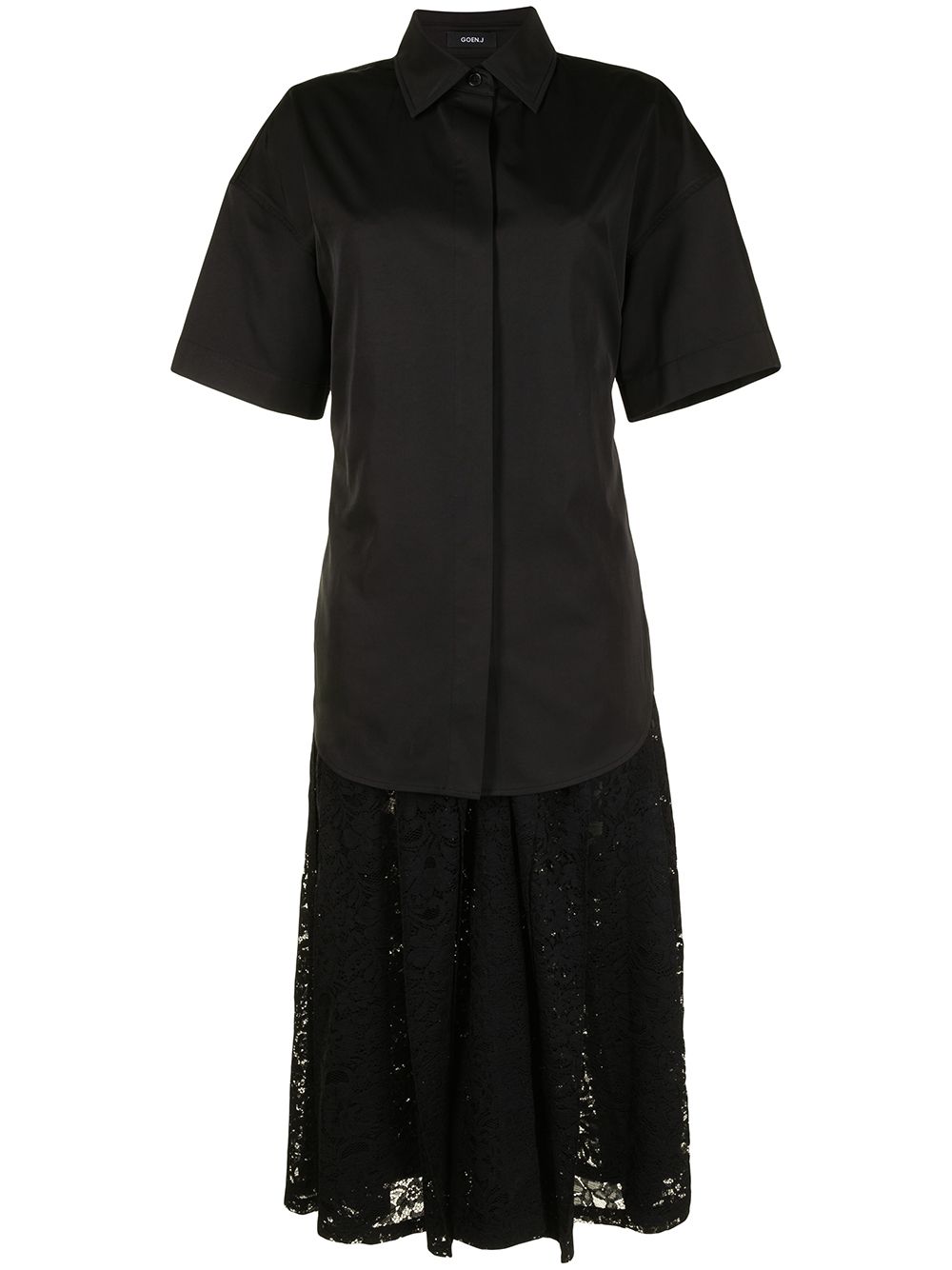 Goen.J shirt-layered pleated-lace dress - Black von Goen.J