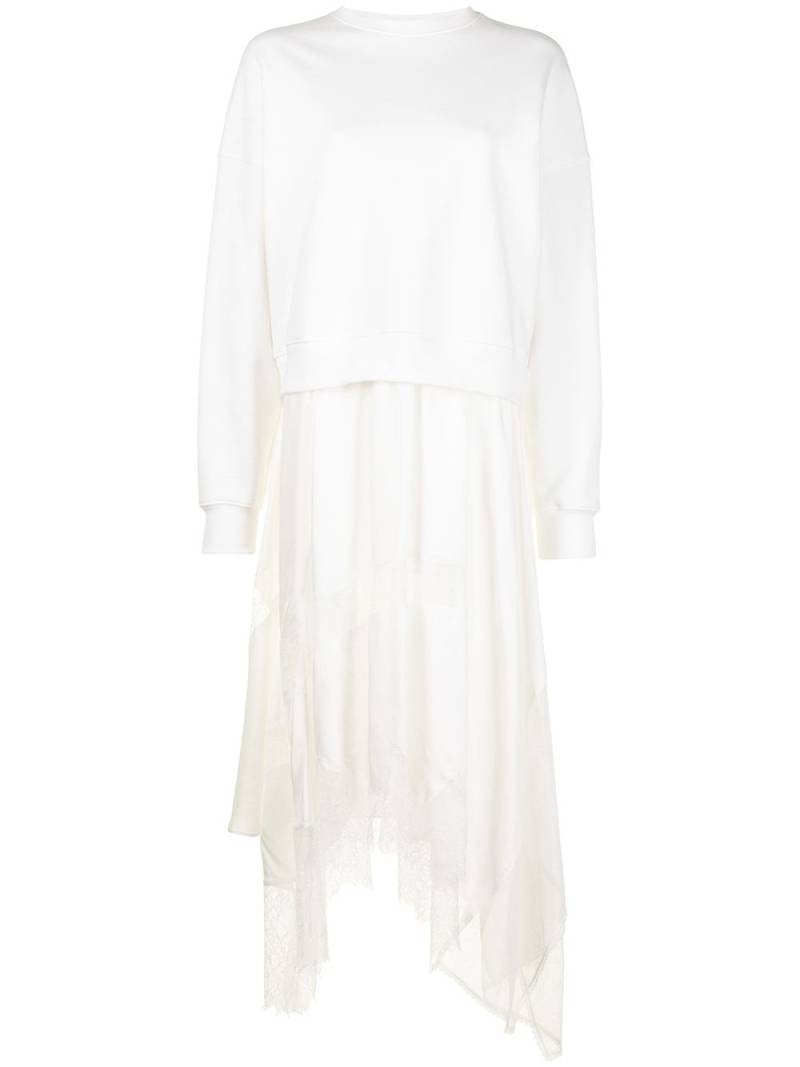 Goen.J sweatshirt-layered lace dress - White von Goen.J