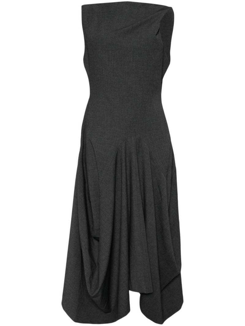 Goen.J twisted-shoulder structured draping midi dress - Grey von Goen.J