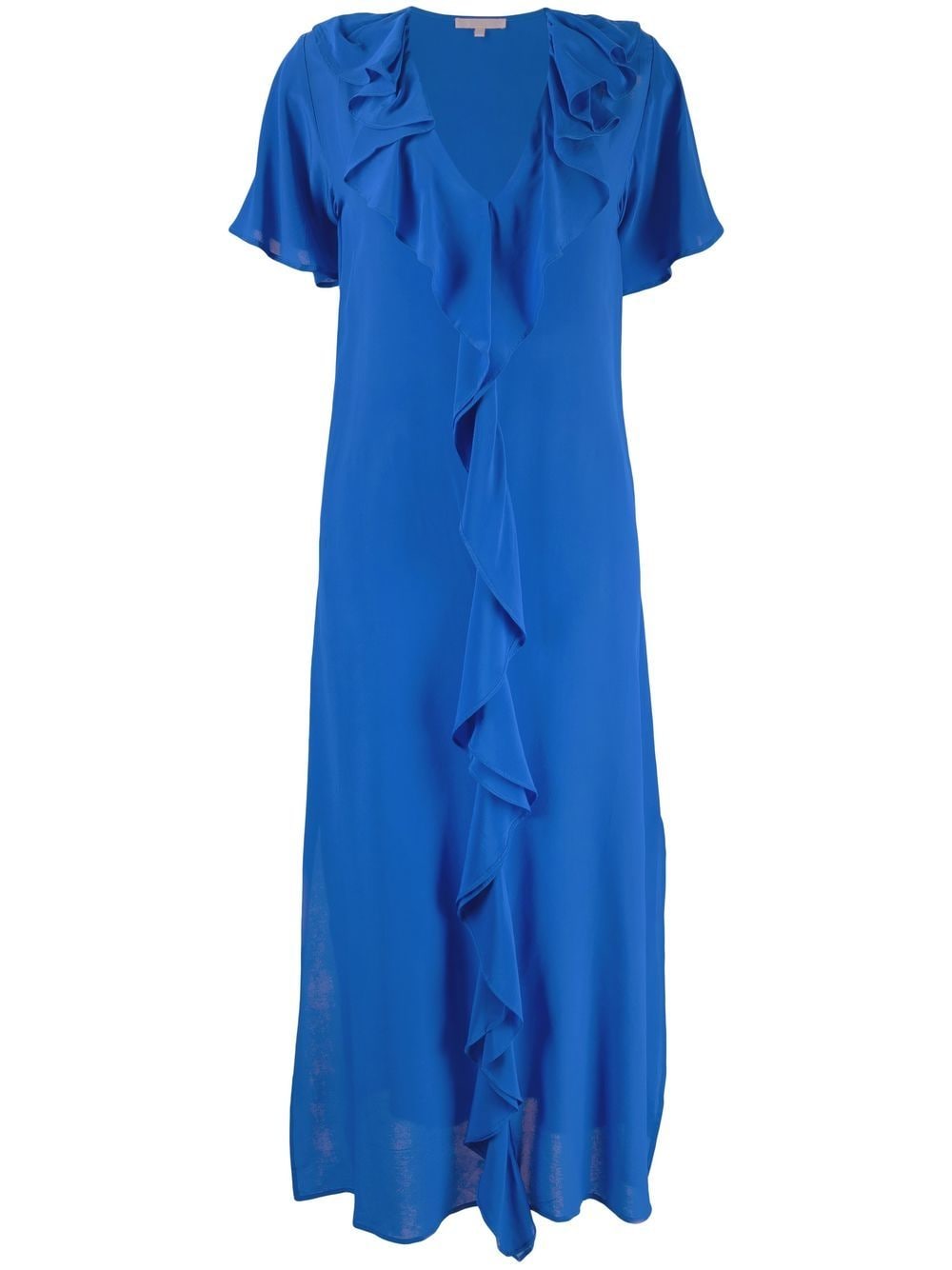 Gold Hawk ruffle-trim V-neck long dress - Blue von Gold Hawk