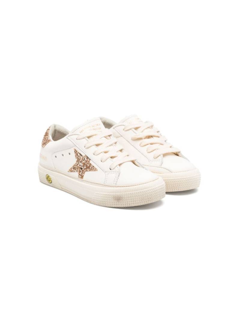 Golden Goose Kids May glitter-detail leather sneakers - Neutrals von Golden Goose Kids