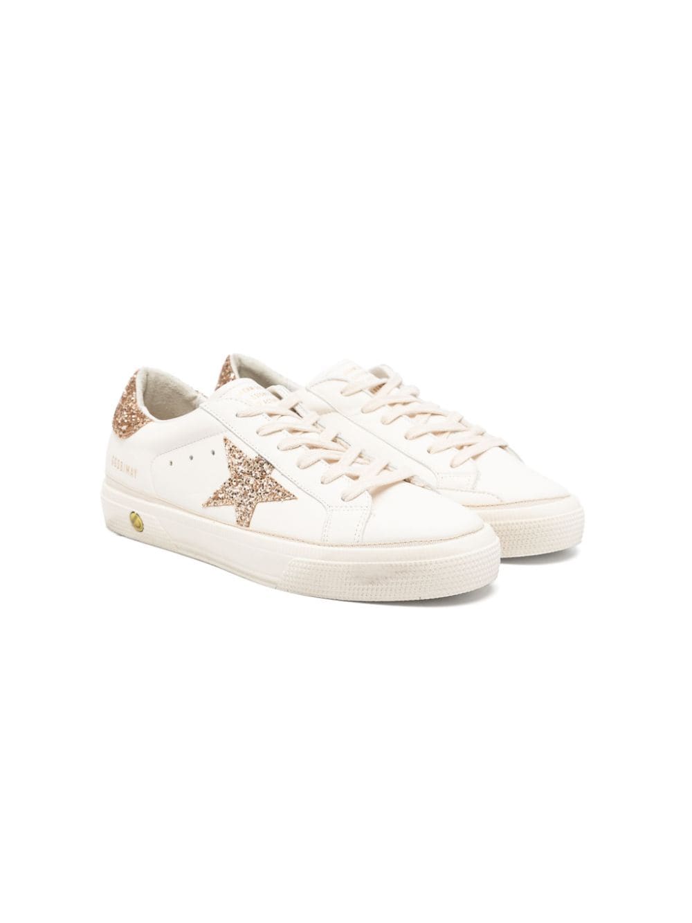 Golden Goose Kids May glitter-detailing leather sneakers - White von Golden Goose Kids