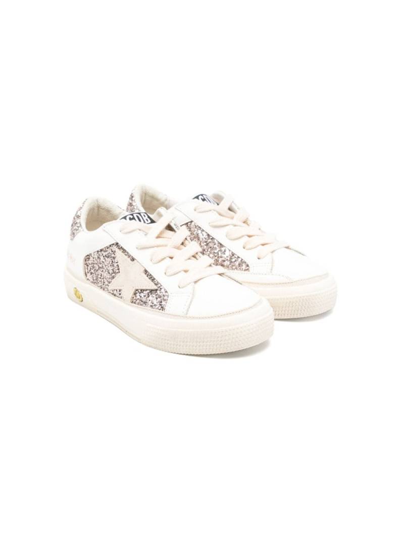 Golden Goose Kids May glitter-embellished sneakers - White von Golden Goose Kids