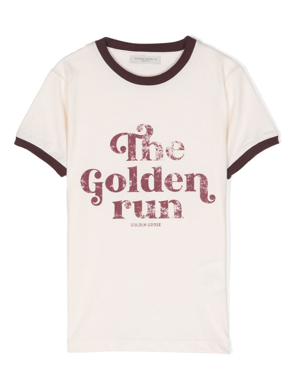 Golden Goose Kids contrast-trim slogan-print cotton T-shirt - Neutrals von Golden Goose Kids