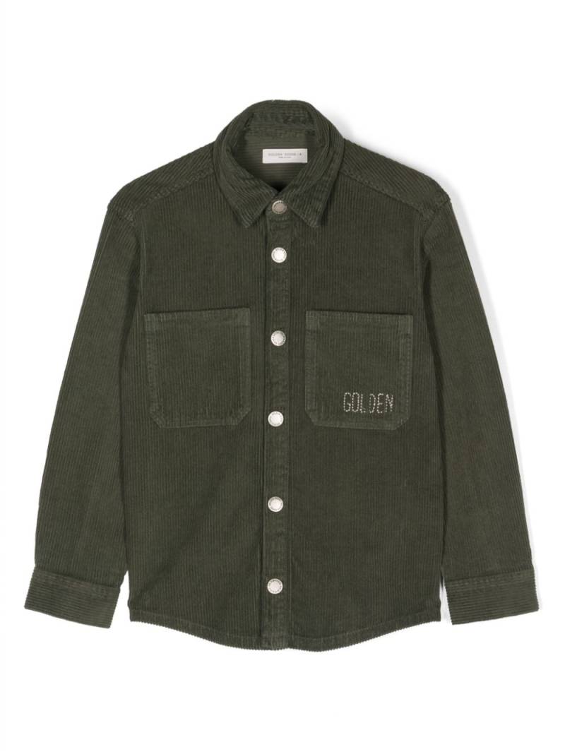 Golden Goose Kids logo-embroidered corduroy shirt - Green von Golden Goose Kids