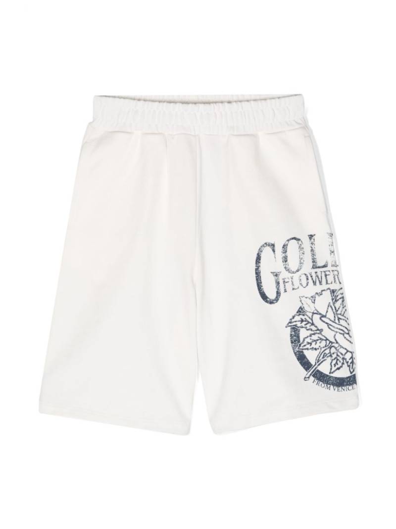 Golden Goose Kids mid-rise cotton track shorts - White von Golden Goose Kids