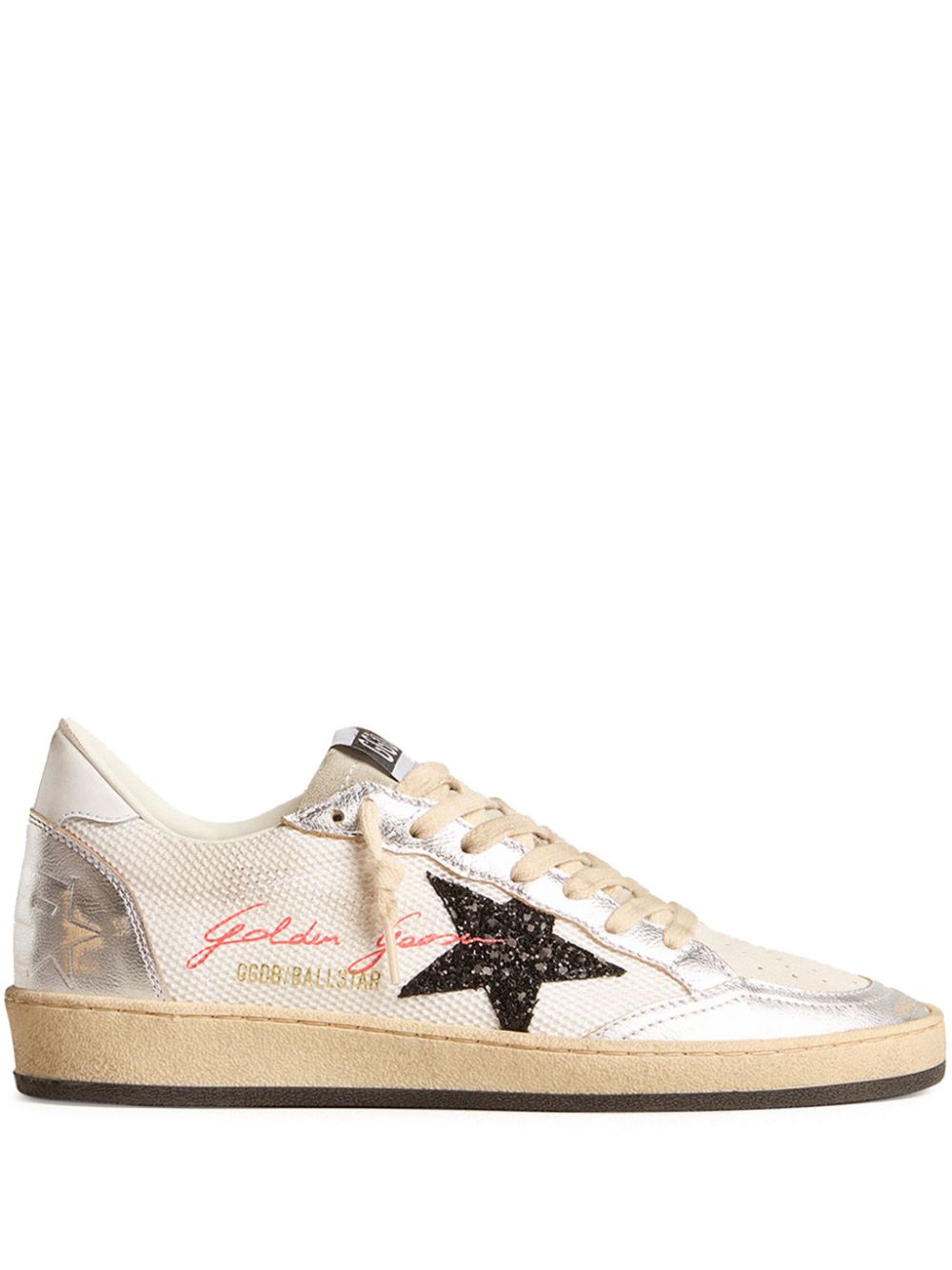 Golden Goose Ballstar metallic-panel leather sneakers - White von Golden Goose