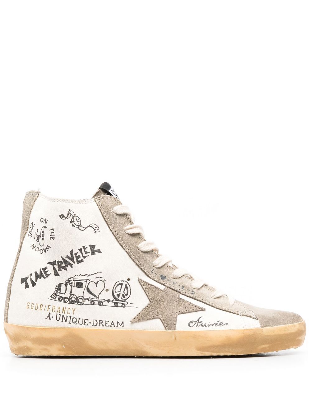 Golden Goose Francy Journey-print high-top sneakers - White von Golden Goose