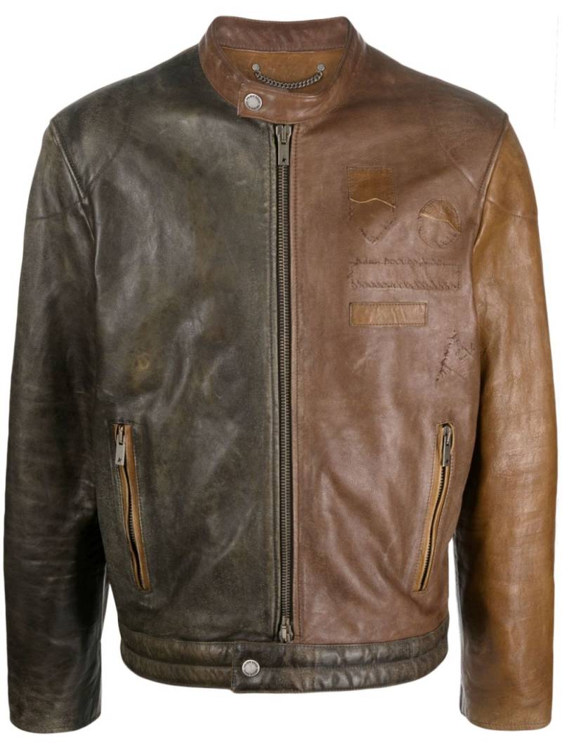 Golden Goose Ilario colour-block leather biker jacket - Brown von Golden Goose