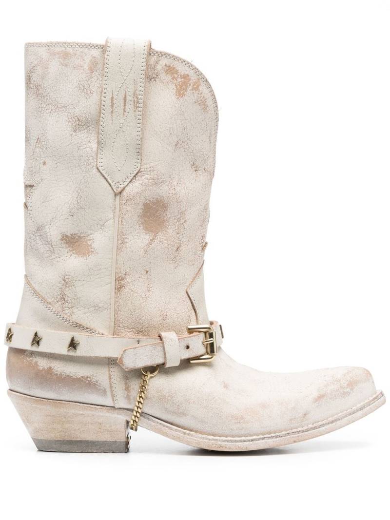 Golden Goose Low Wish Star leather boots - White von Golden Goose