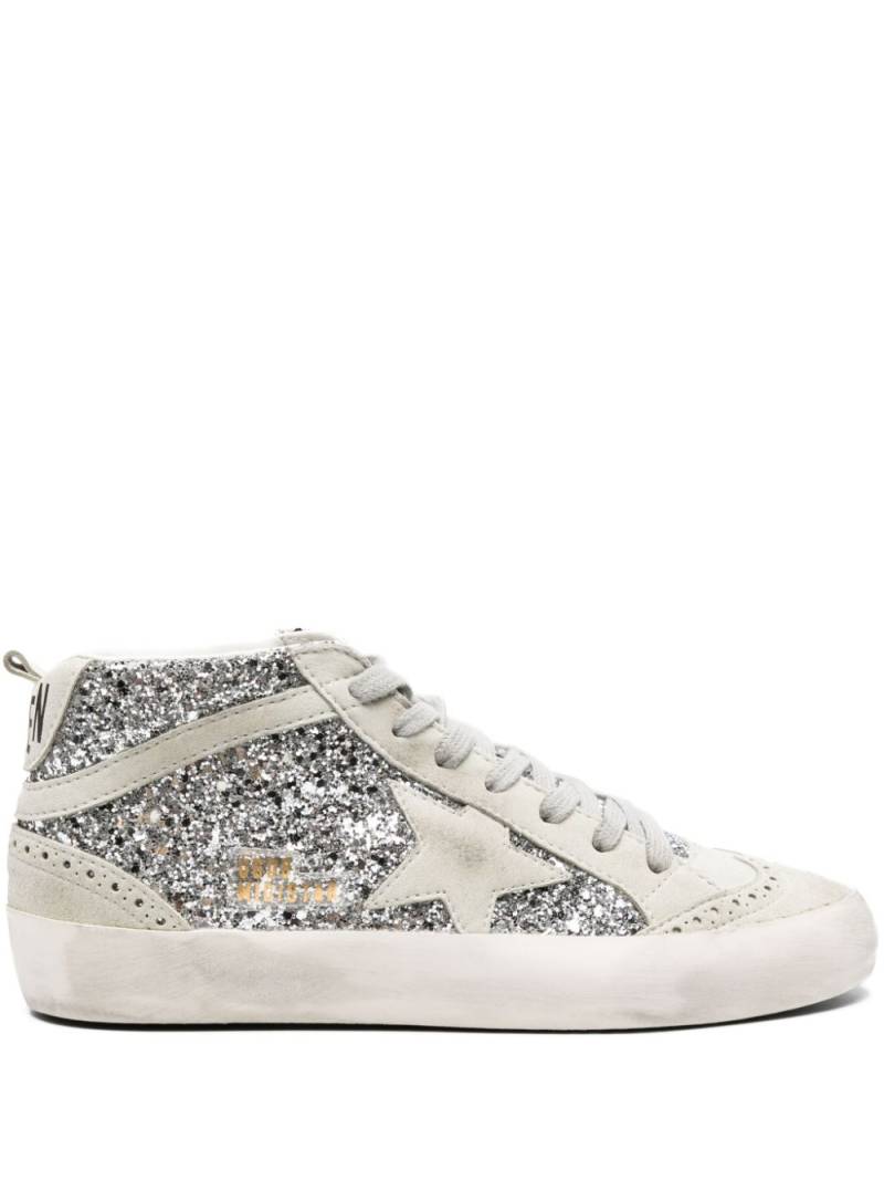 Golden Goose Mid-Star glitter-detail leather sneakers - Silver von Golden Goose