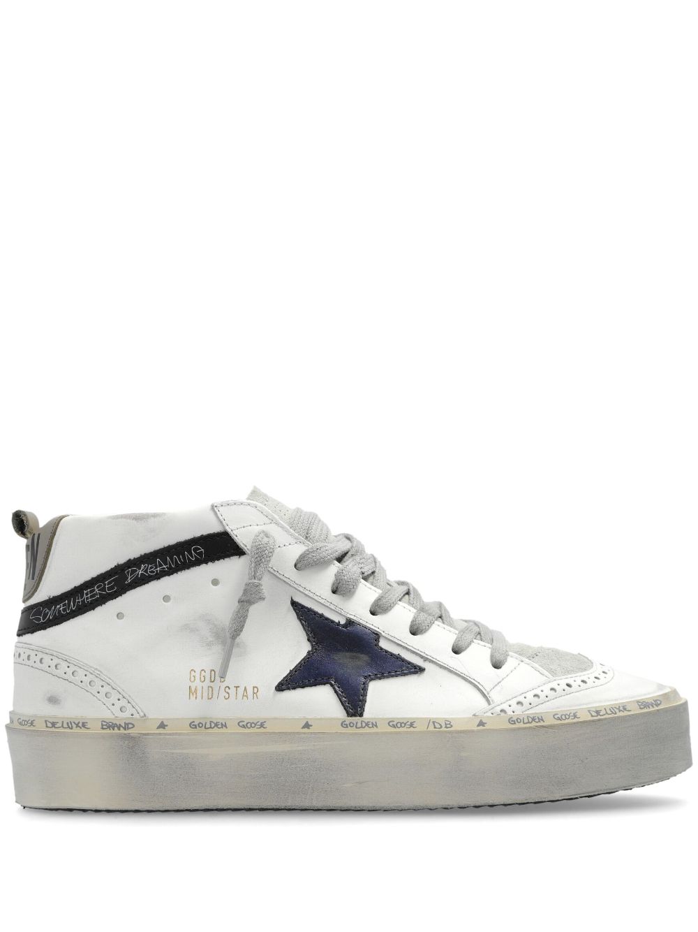 Golden Goose Mid Star high-top leather sneakers - White von Golden Goose