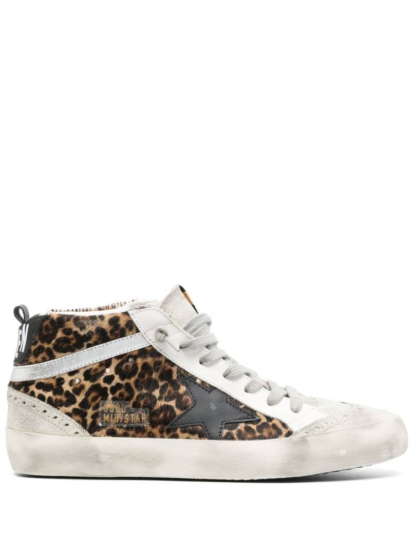 Golden Goose Mid Star leopard print sneakers - Grey von Golden Goose