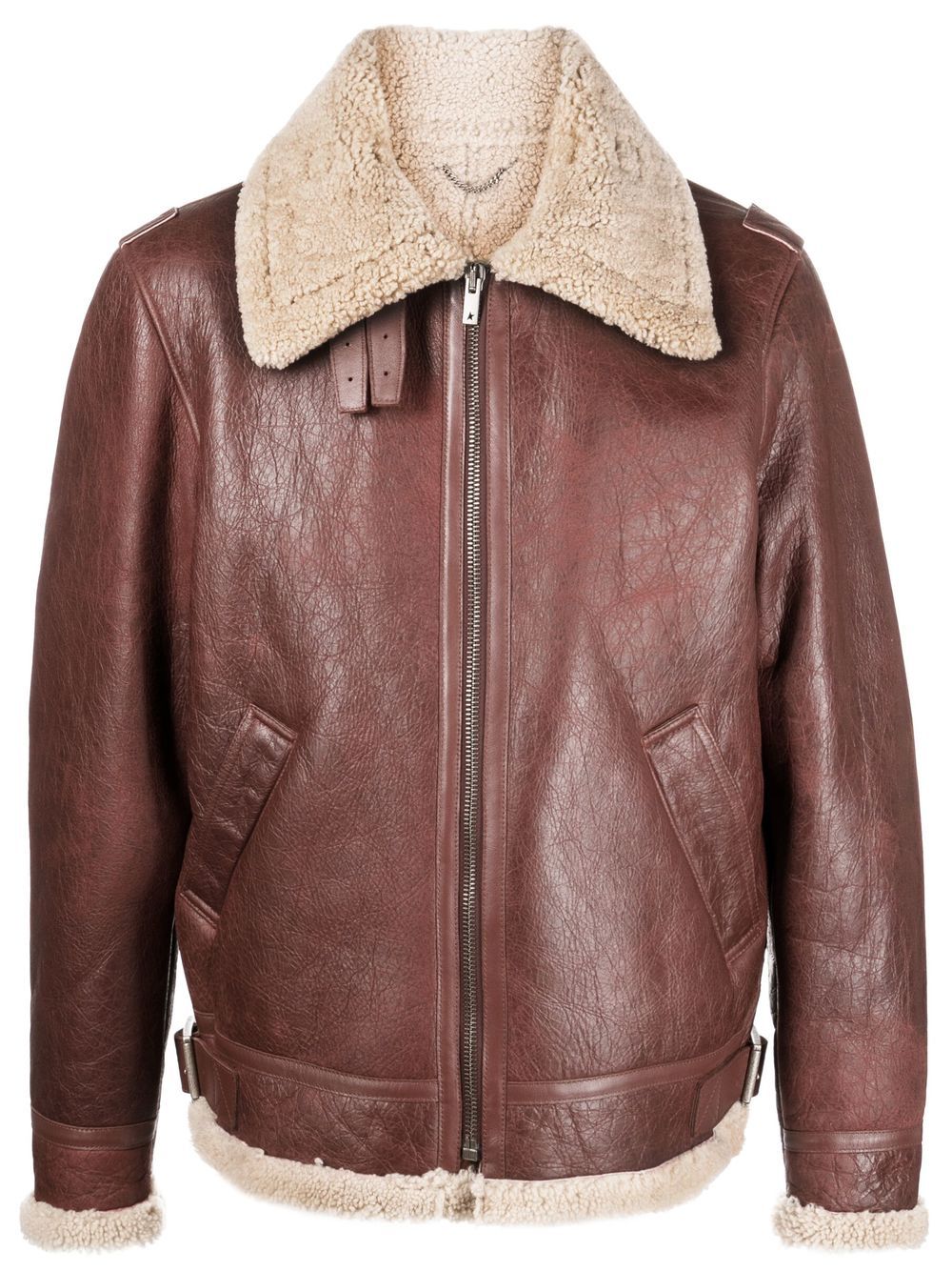 Golden Goose Sherling leather jacket - Red von Golden Goose