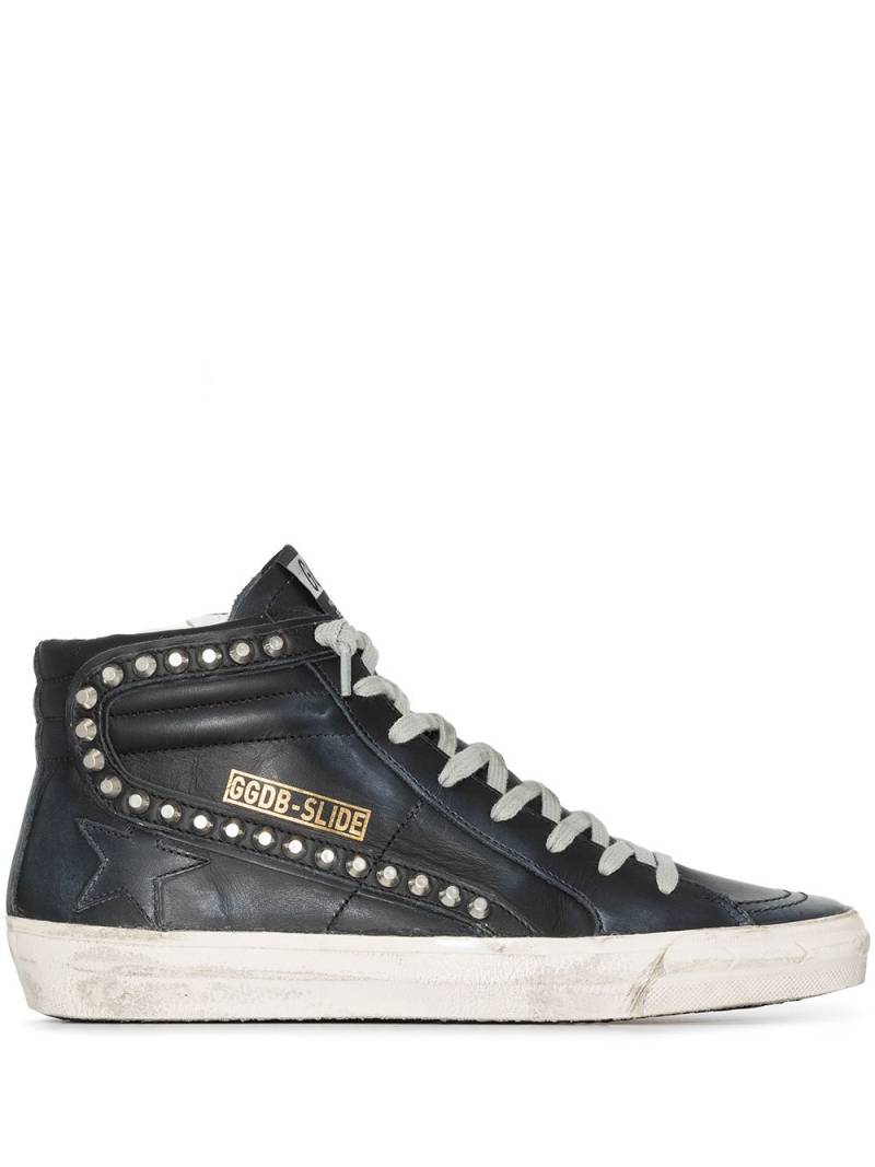 Golden Goose Slide distressed studded sneakers - Black von Golden Goose