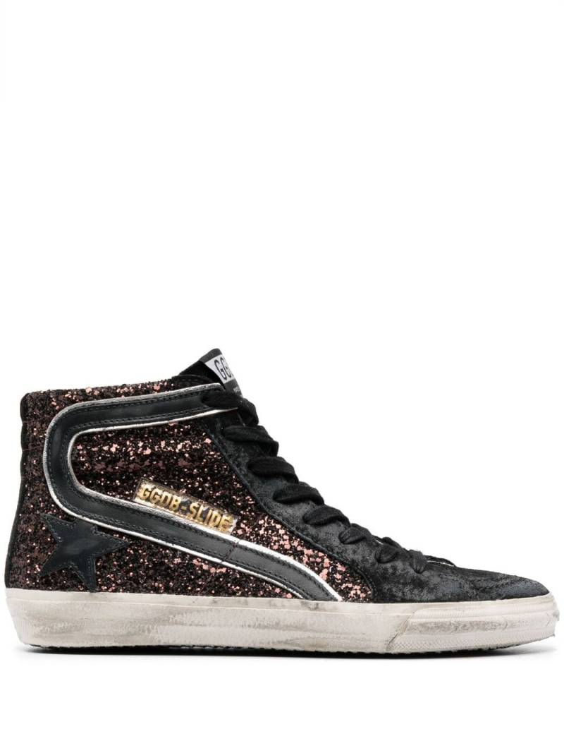 Golden Goose Slide glitter high-top sneakers - Black von Golden Goose