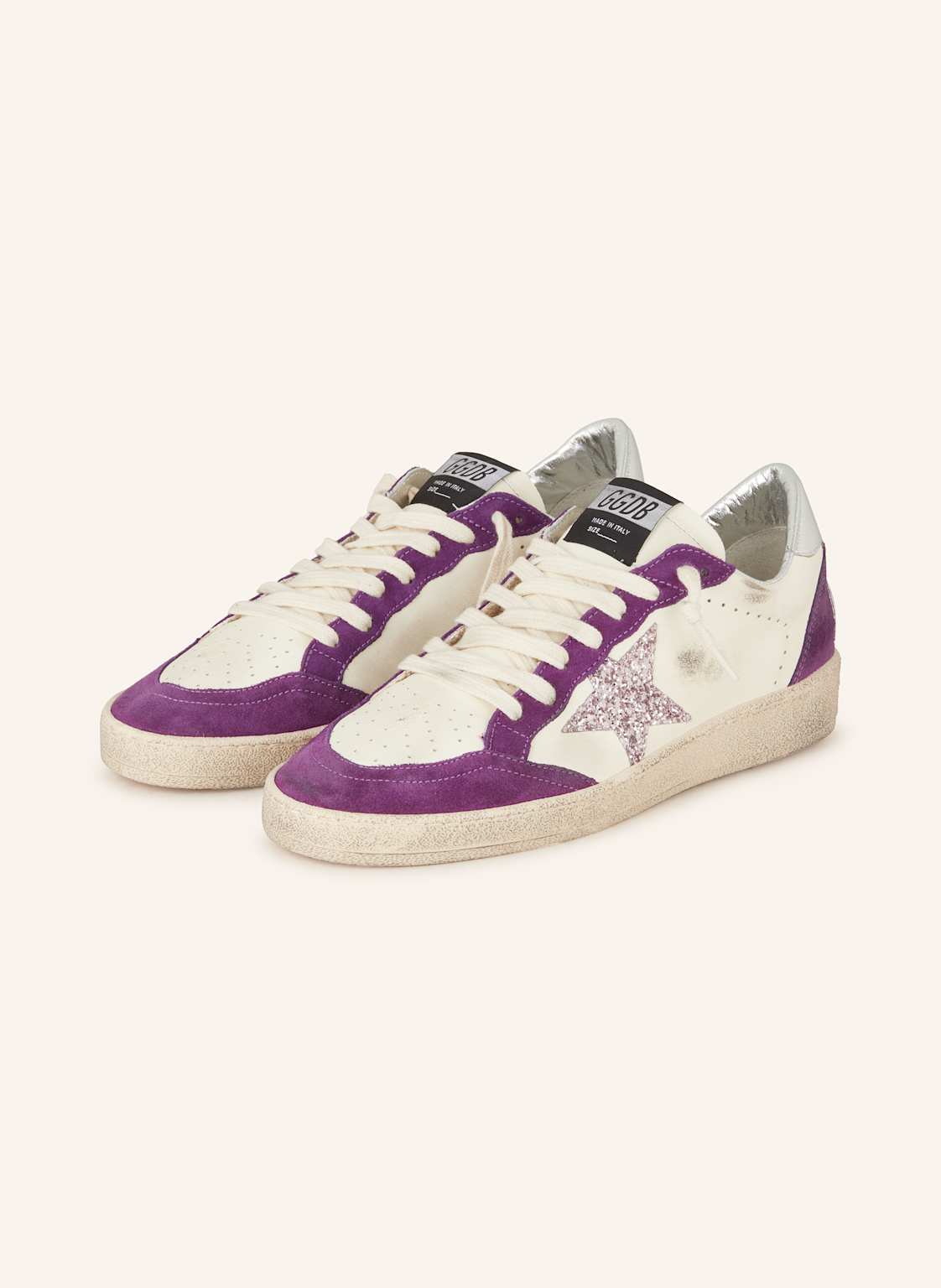 Golden Goose Sneaker Ball Star Mit Pailletten weiss von Golden Goose