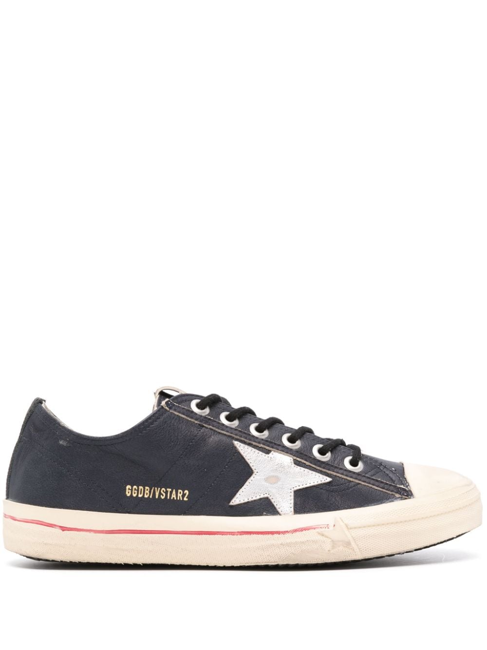 Golden Goose V-Star distressed-effect leather sneakers - Blue von Golden Goose