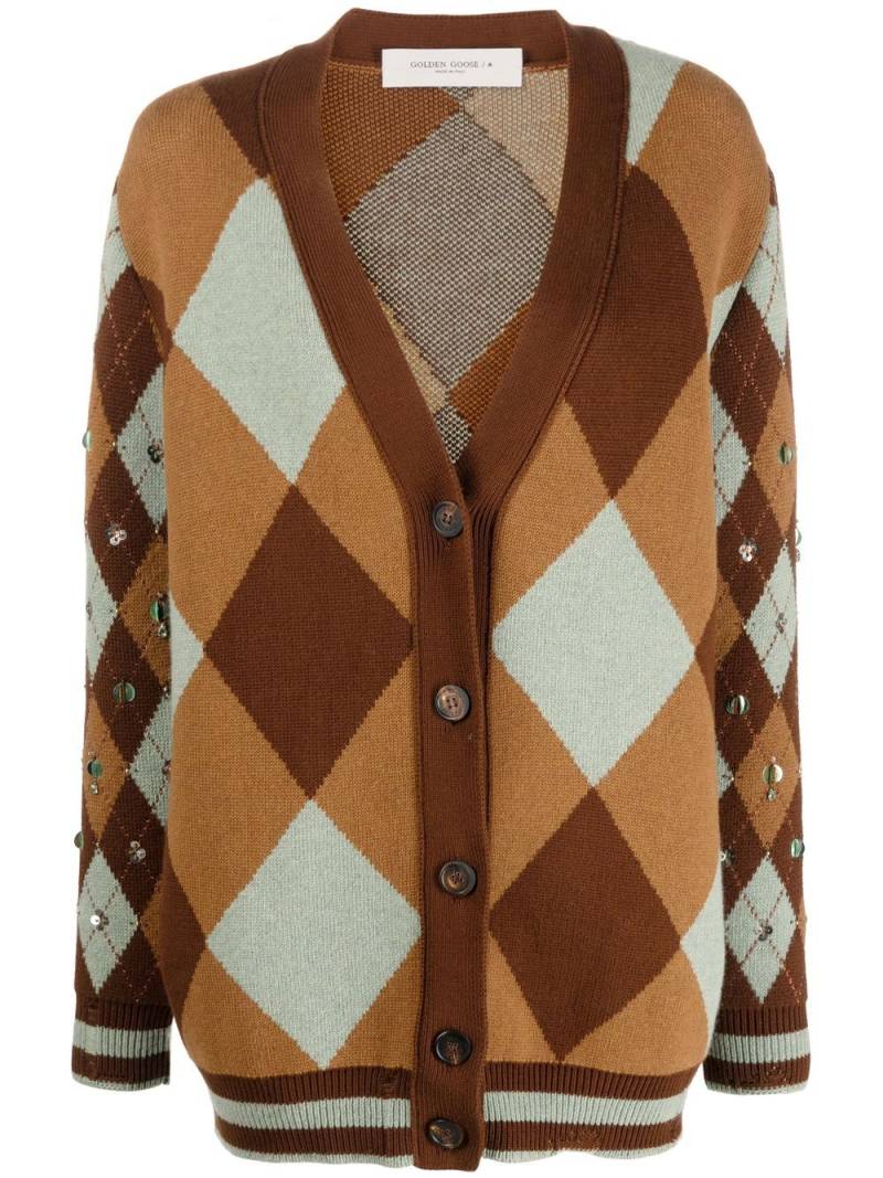 Golden Goose argyle-check knit cardigan - Brown von Golden Goose