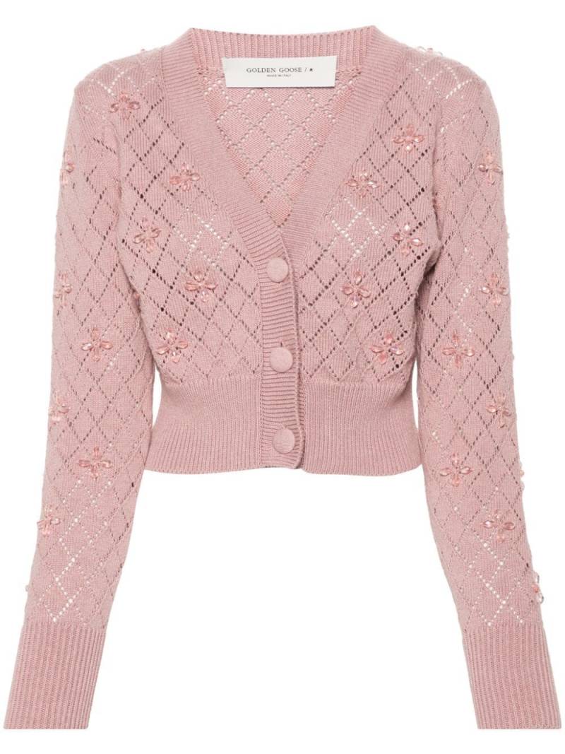 Golden Goose bead-embellished pointelle-knit cardigan - Pink von Golden Goose