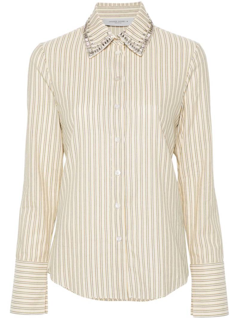 Golden Goose crystal-embellished striped shirt - Neutrals von Golden Goose