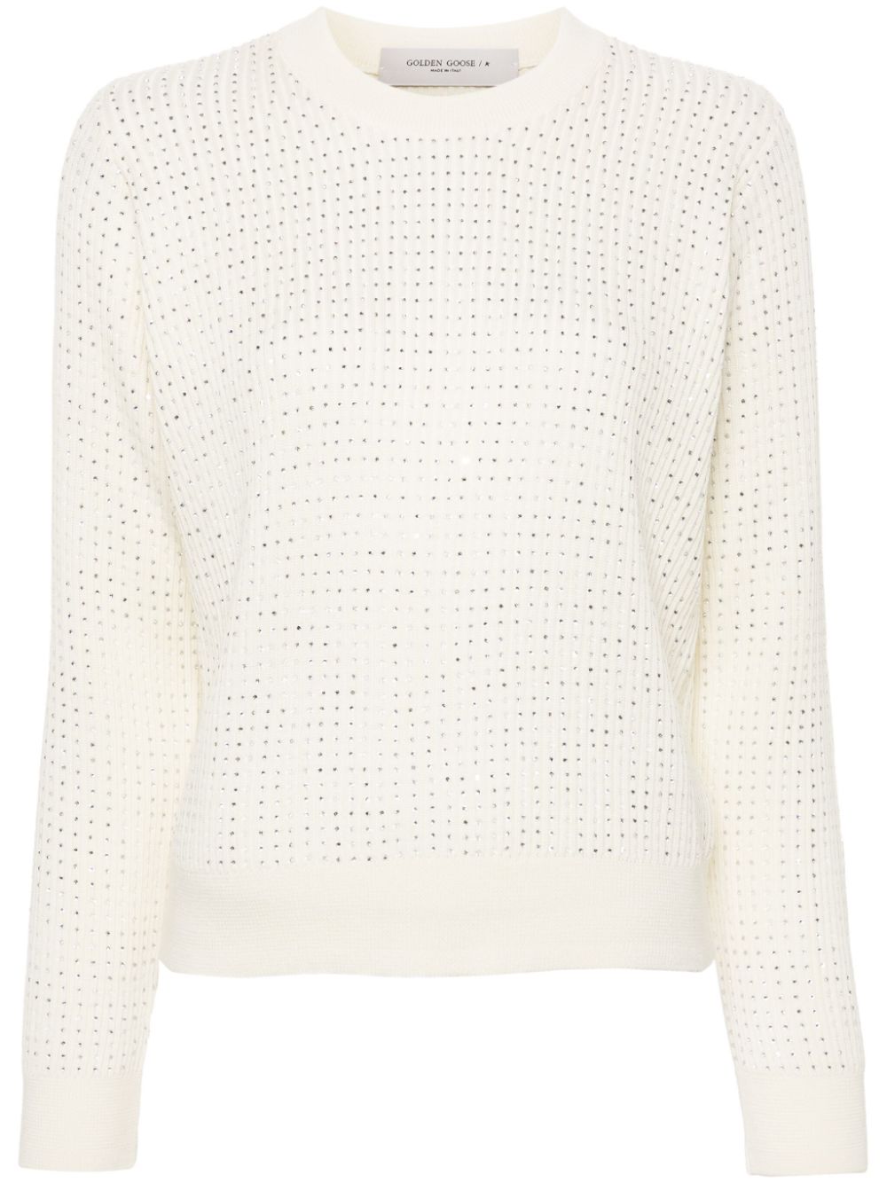 Golden Goose crystal embellished virgin wool jumper - White von Golden Goose