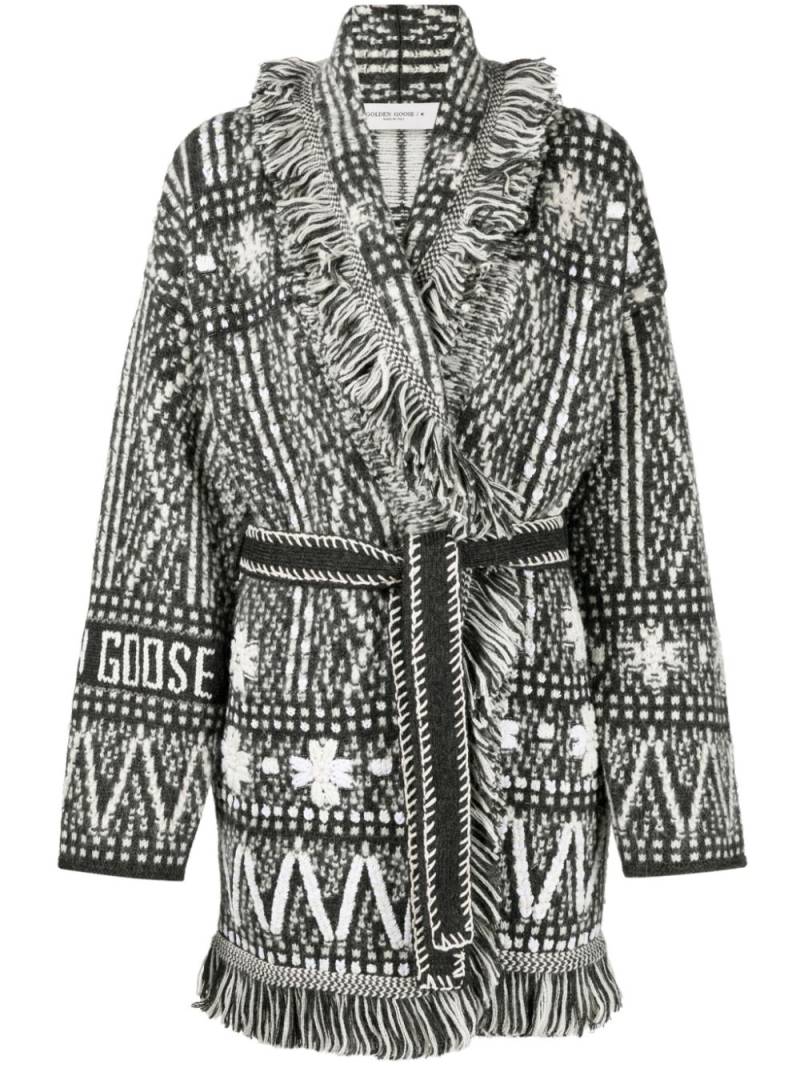 Golden Goose fringed jacquard cardigan - Grey von Golden Goose