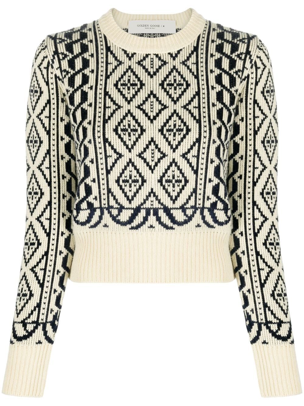 Golden Goose geometric-pattern cropped jumper - Neutrals von Golden Goose