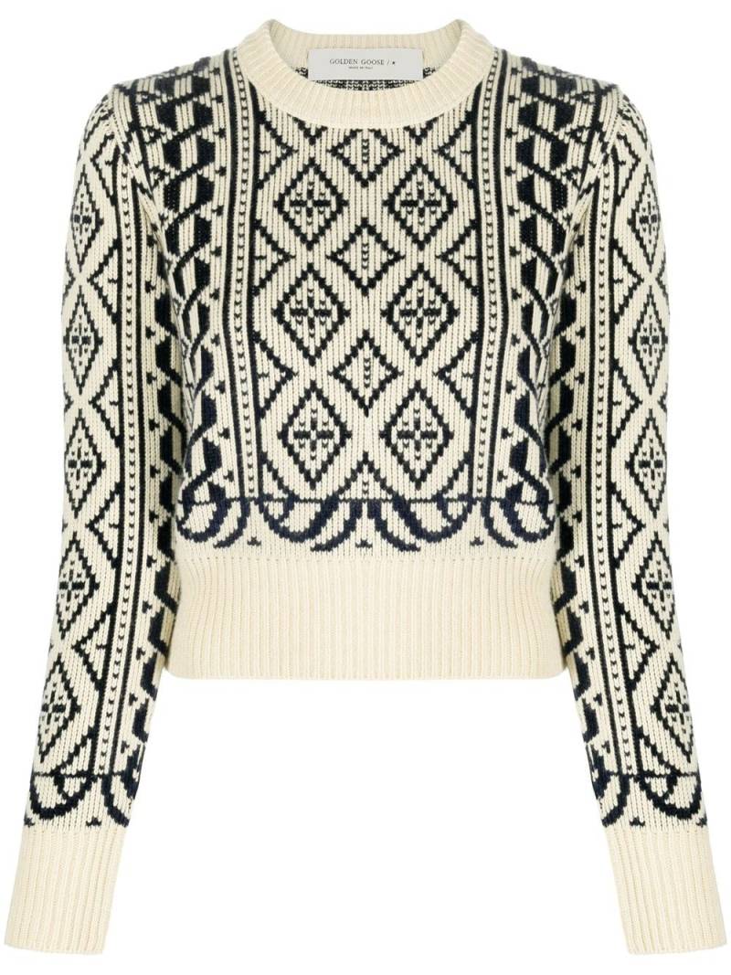 Golden Goose geometric-pattern cropped jumper - Neutrals von Golden Goose