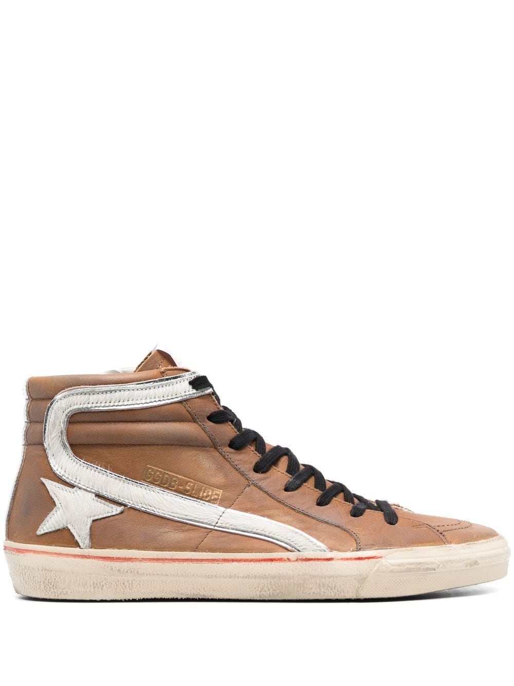 Golden Goose leather Slide hi-top sneakers - Brown von Golden Goose