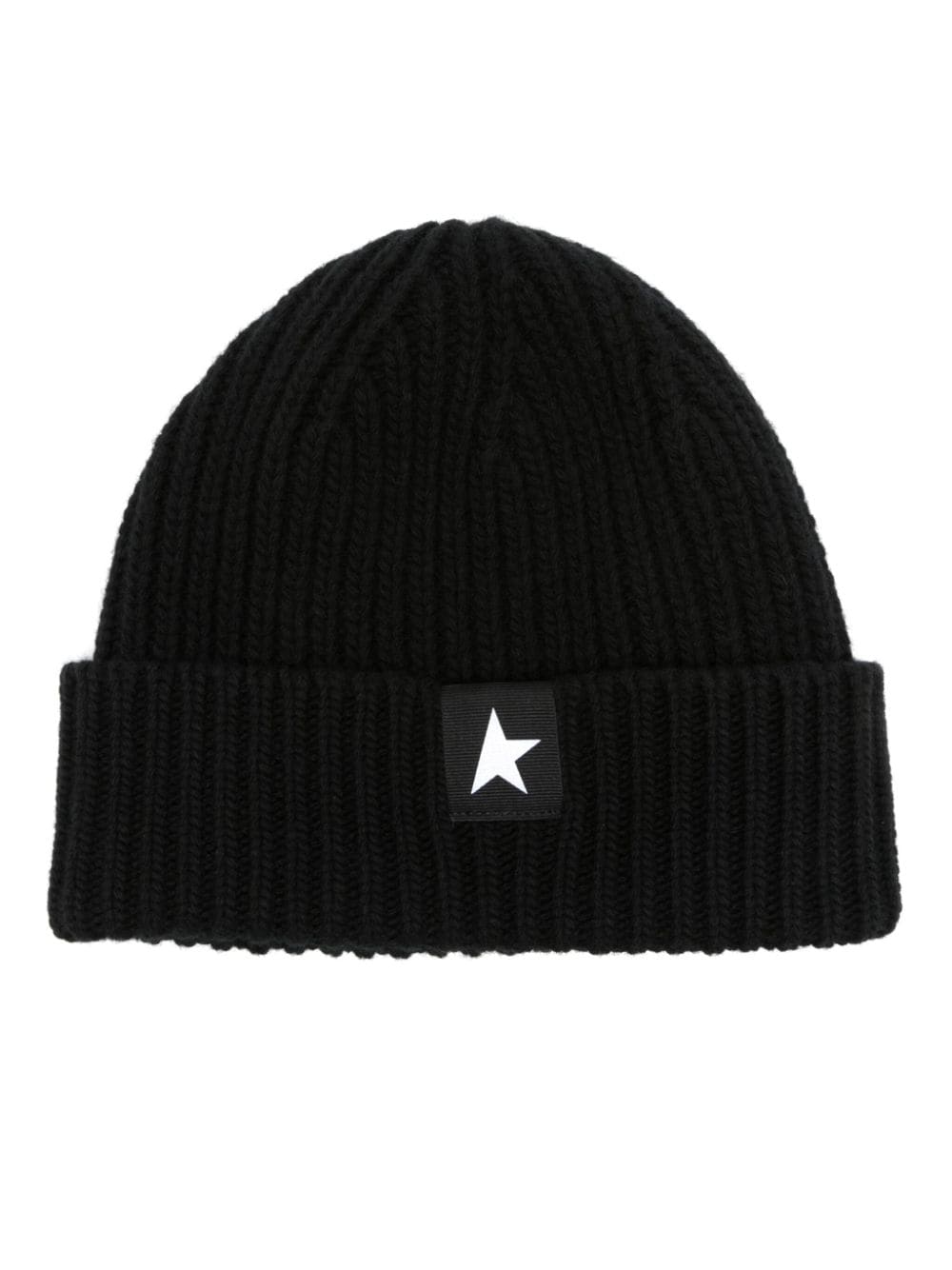 Golden Goose logo-patch wool beanie - Black von Golden Goose