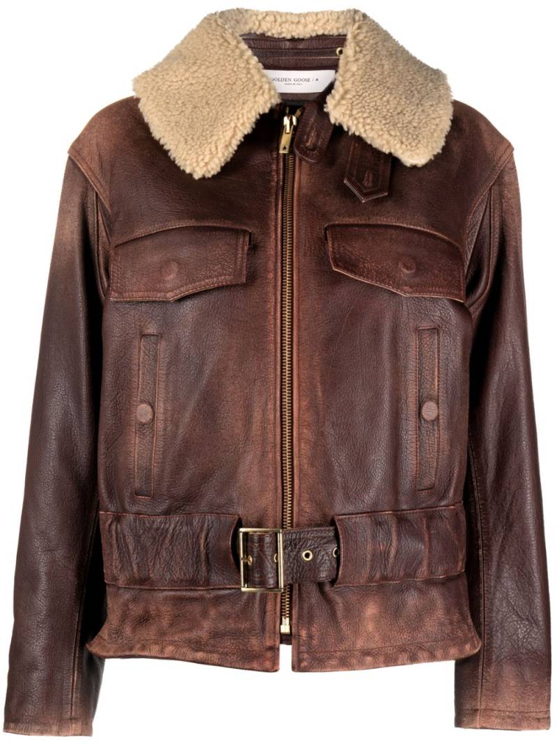 Golden Goose shearling leather jacket - Brown von Golden Goose