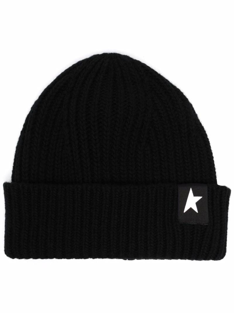 Golden Goose star patch ribbed beanie - Black von Golden Goose