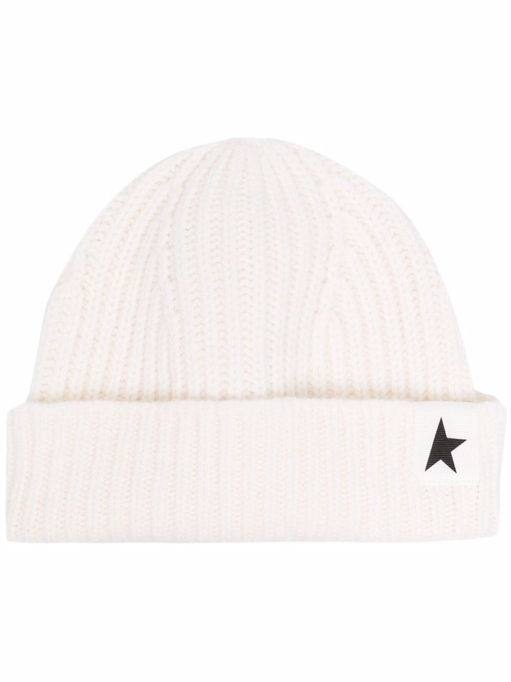 Golden Goose star patch ribbed beanie - White von Golden Goose