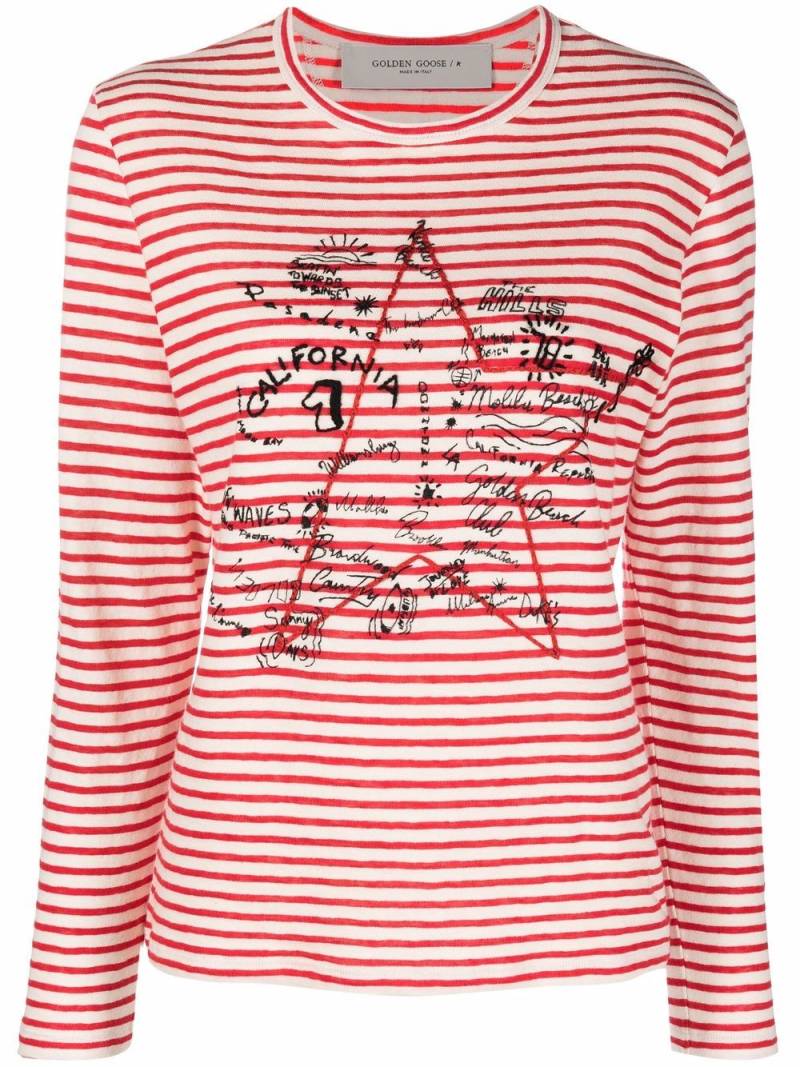 Golden Goose star-print striped long-sleeved T-shirt - Neutrals von Golden Goose