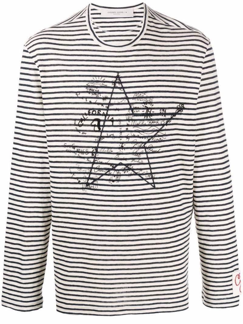 Golden Goose striped star logo-print top - Neutrals von Golden Goose