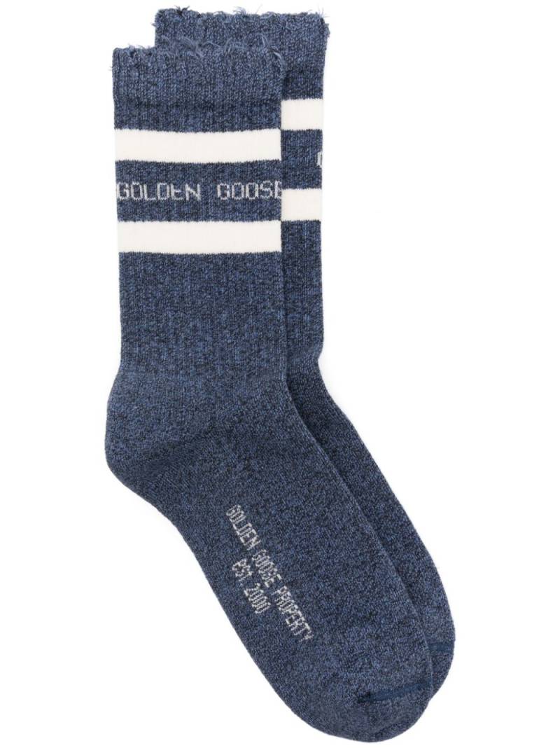 Golden Goose stripes and logo socks - Blue von Golden Goose