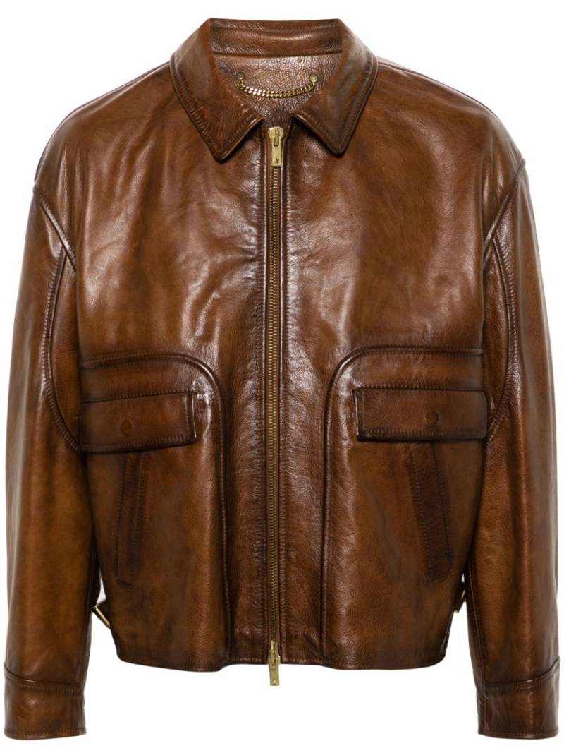 Golden Goose zip-up leather jacket - Brown von Golden Goose