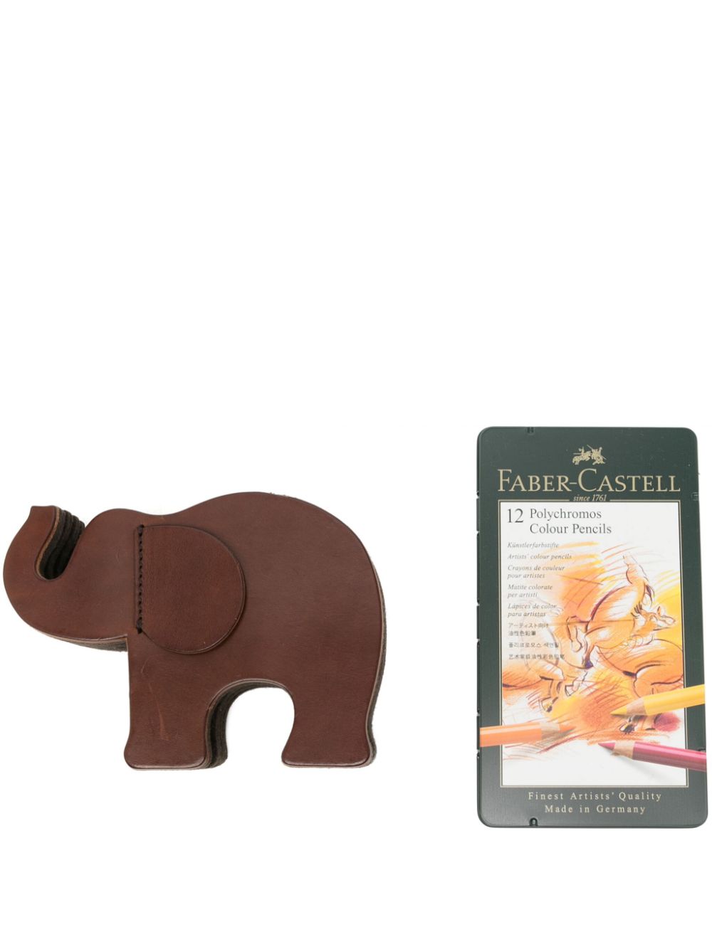 Graf von Faber-Castell small Elephant leather pen holder - Brown von Graf von Faber-Castell