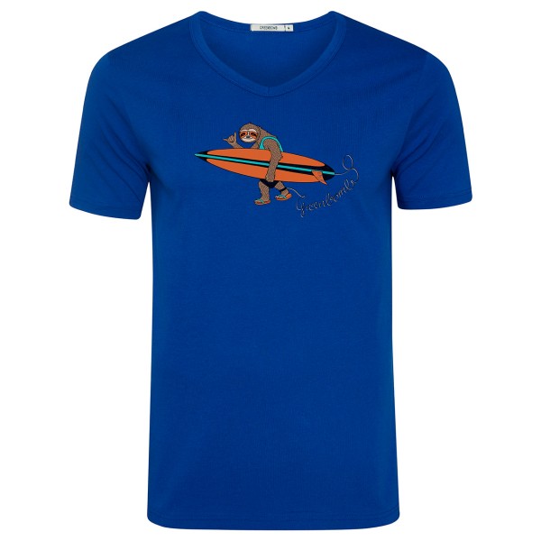 GreenBomb - Animal Sloth Surf Peak - T-Shirts - T-Shirt Gr L blau von GreenBomb