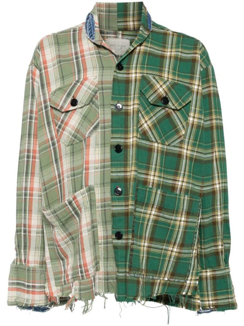 Greg Lauren checked patchwork cotton shirt - Green von Greg Lauren